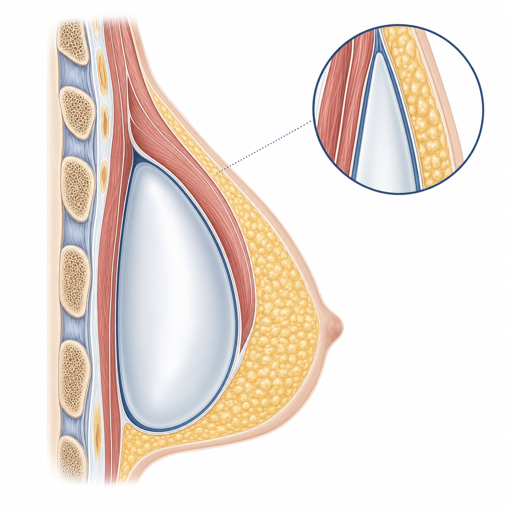 Brustvergrößerung mit Implantaten – Illustration